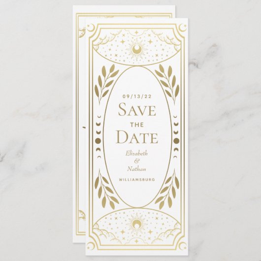 Gold Elegant Mystical Tarot Card slaat de datum op Kaart (Voorkant / Achterkant)