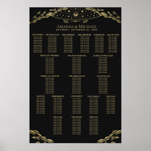 Gold Elegant Mystical Tarot Wedding Seding Chart Poster