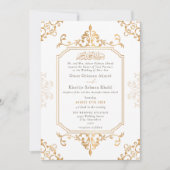 Gold Elegant Ornament Vintage Islamic Wedding Kaart (Voorkant)