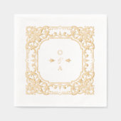 Gold elegant ornate vintage wedding monogram folie servetten (Voorkant)