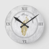 Gold Elegant Peacock Acrylwand Ronde Klok (Voorkant)