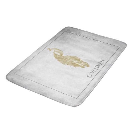 Gold Elegant Peacock - Gepersonaliseerde Bath Mat (Gekanteld)