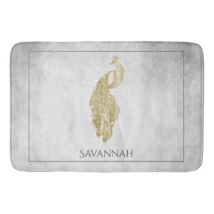 Gold Elegant Peacock - Gepersonaliseerde Bath Mat