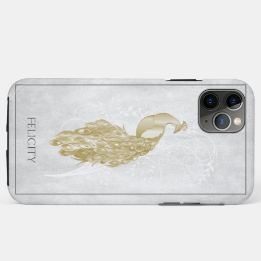 Gold Elegant Peacock Hoesje-Mate iPhone Case (Achterkant (horizontaal))