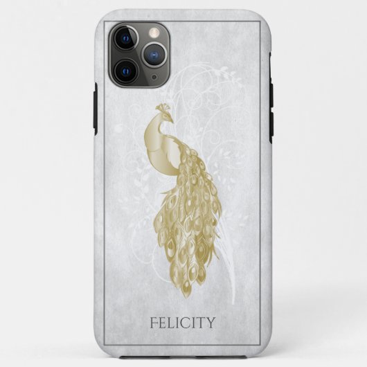 Gold Elegant Peacock Hoesje-Mate iPhone Case (Achterkant)