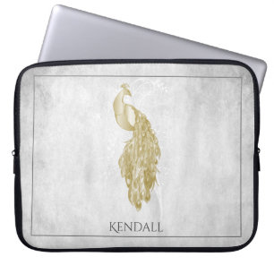 Gold Elegant Peacock-laptophoes op maat Laptop Sleeve