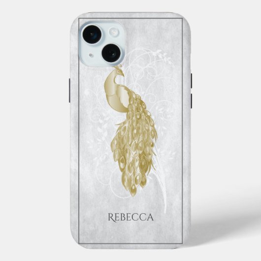 Gold Elegant Peacock op maat Case-Mate iPhone Case (Achterkant)