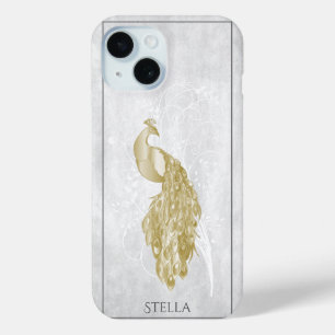 Gold Elegant Peacock op maat iPhone 15 Case