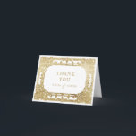 Gold elegant romantisch  vintage bruiloft bedankkaart<br><div class="desc">Elegant   lijst ontwerp in faux gouden kleur,  romantisch en geraffineerd,  hartelijk dank voor uw vintage bruiloft,  romantische officiële bruiloft en luxe winterbruiloft. Bekijk alle overeenkomende stukken in het collectie.</div>