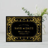 Gold elegant romantisch  vintage bruiloft folie uitnodiging (Staand Voorkant)