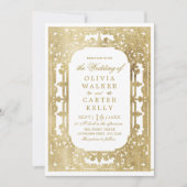 Gold elegant  romantisch vintage bruiloft kaart (Voorkant)