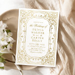 Gold elegant  romantisch vintage bruiloft kaart<br><div class="desc">Elegant   lijst design in faux gouden kleur,  romantisch en geavanceerd,  geweldig voor een vintage bruiloft,  een romantisch officieel huwelijk en een luxe winterbruiloft. Bekijk alle overeenkomende stukken in het collectie.</div>