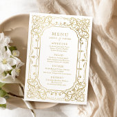 Gold elegant romantisch  vintage bruiloft menu
