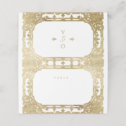 Gold elegant romantisch  vintage bruiloft plaatskaartje (Buitenkant ongevouwen)