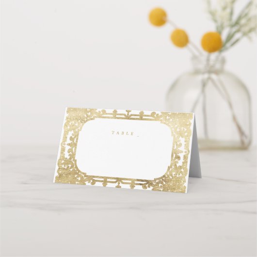 Gold elegant romantisch vintage bruiloft plaatskaartje (Voorkant)