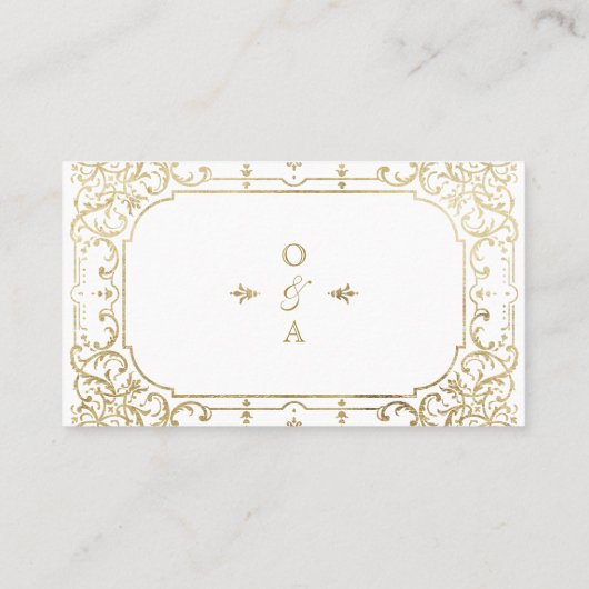 Gold elegant romantisch  vintage bruiloft plaatskaartje (Achterkant)