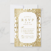 Gold elegant  romantisch vintage bruiloft RSVP (Voorkant)