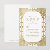 Gold elegant  romantisch vintage bruiloft RSVP (Voorkant / Achterkant)