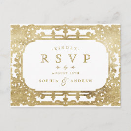Gold elegant romantisch vintage bruiloft RSVP Uitnodiging Briefkaart