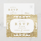 Gold elegant romantisch vintage bruiloft RSVP Uitnodiging Briefkaart (Voorkant / Achterkant)