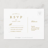 Gold elegant romantisch vintage bruiloft RSVP Uitnodiging Briefkaart (Achterkant)