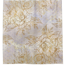 Gold Elegant Roos line tekening Douchegordijn