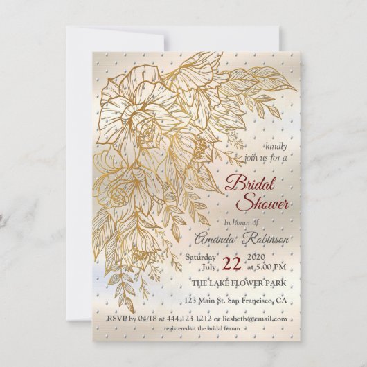 Gold Elegant Roos line tekening Kaart (Voorkant)