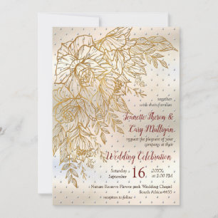 Gold Elegant Roos line tekening Kaart