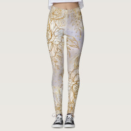 Gold Elegant Roos line tekening Leggings