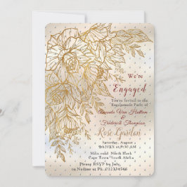 Gold Elegant Roos line tekening Uitnodiging