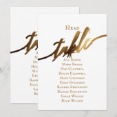 Gold Elegant Script Hoofd Tafel Zitting Grafiek Kaart (Voorkant / Achterkant)