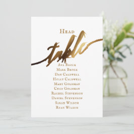 Gold Elegant Script Hoofd Tafel Zitting Grafiek Kaart