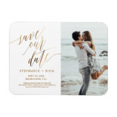 Gold Elegant Script Invitation Magnet Magneet (Horizontaal)