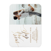 Gold Elegant Script Invitation Magnet Magneet (Verticaal)