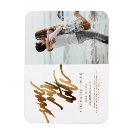 Gold Elegant Script Invitation Magnet Magneet
