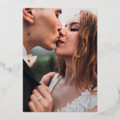 Gold elegant script minimaliseert opslagdatum folie uitnodiging (Achterkant)