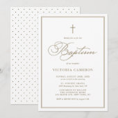 Gold Elegant Script Minimalist Baptisme Kaart (Voorkant / Achterkant)