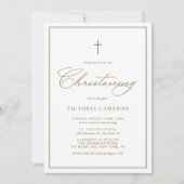 Gold Elegant Script Minimalist Christening Kaart (Voorkant)