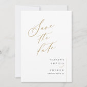 Gold elegant script minimalistisch huwelijk save the date (Voorkant)