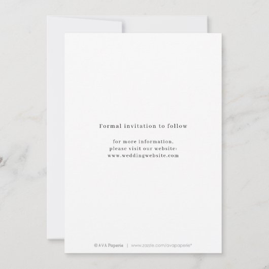 Gold elegant script minimalistisch huwelijk save the date (Achterkant)