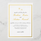 Gold Elegant Script Minimalistische bruiloft Folie Uitnodiging (Voorkant)