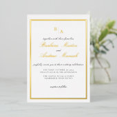Gold Elegant Script Minimalistische bruiloft Folie Uitnodiging (Staand Voorkant)