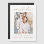 Gold Elegant Script Photo Save the Date Magnetische Uitnodiging (Voorkant / Achterkant)