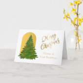 Gold Elegant Script QR Logo Merry Kerstry Kaart (Gele Bloem)