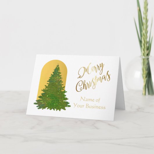 Gold Elegant Script QR Logo Merry Kerstry Kaart (Voorkant)