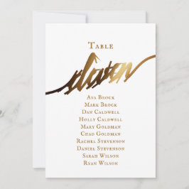 Gold Elegant Script Tabel Nummer 11 Zitplaatskaart Kaart