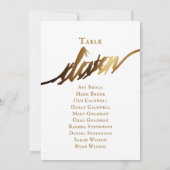 Gold Elegant Script Tabel Nummer 11 Zitplaatskaart Kaart (Achterkant)