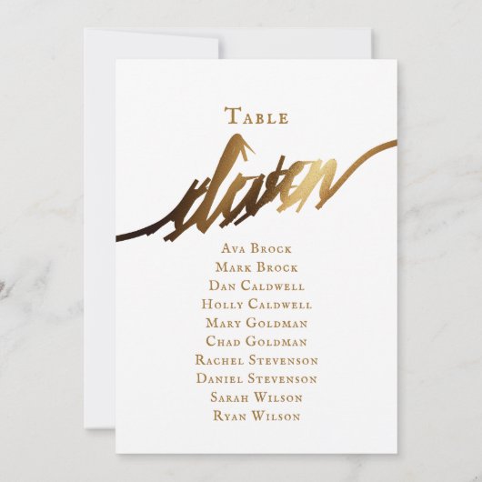 Gold Elegant Script Tabel Nummer 11 Zitplaatskaart Kaart (Achterkant)