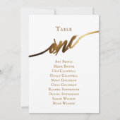 Gold Elegant Script Tabel Nummer 1 Zitplaatskaart Kaart (Achterkant)