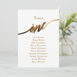 Gold Elegant Script Tabel Nummer 1 Zitplaatskaart Kaart